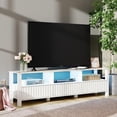 thumbnail image 1 of WAMPAT White TV Stand with Blue/Yellow LED Light, Modern Entertainment Center for 75 Inch TV Console Table with Storage Cabinet & Open Shelf for Living Room Bedroom, 70", 1 of 7