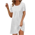 thumbnail image 2 of Nouvelle Robe d'Été Décontractée pour Femmes à Col Rond, Couleur Unie, Ample, Plissée à la Poitrine, Manches Courtes, Robe Décontractée à Col Rond avec Plis et Coupe Ample, Parfaite pour les Journées d'Été, Style Facile à Styliser, 2 of 8