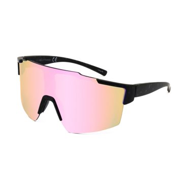 TropicCal Men's Black and Pink Shield Sunglasses