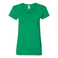 thumbnail image 1 of T-Shirt à Col en V pour Femmes en Coton Épais, TG, Vert Irlandais, 1 of 1