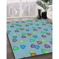 thumbnail image 3 of Ahgly Company Machine Washable Indoor Rectangle Transitional Medium Turquoise Green Area Rugs, 7' x 9', 3 of 7
