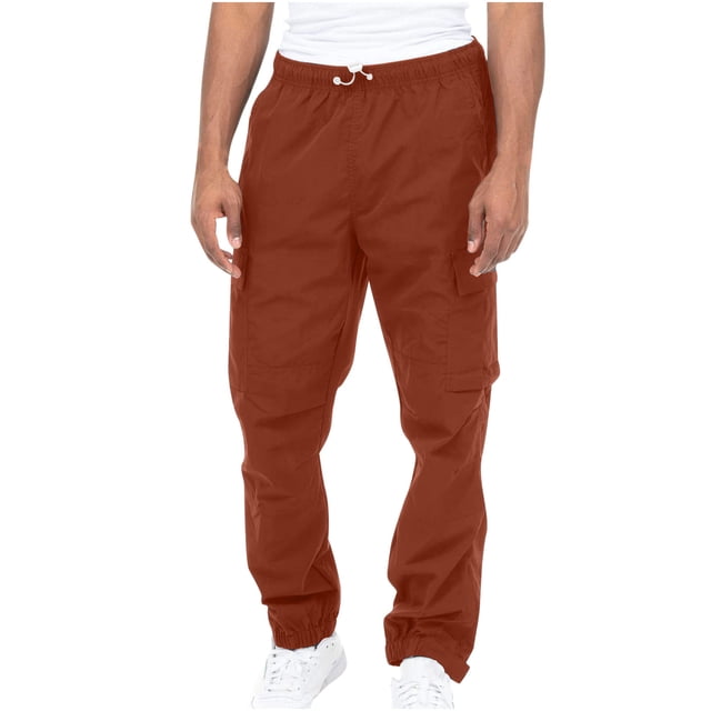 jsaierl Cargo Pants for Men Casual Outdoor Tactical Pants Drawstring Lightweight Solid Hiking Work Pants with Multi Pockets
