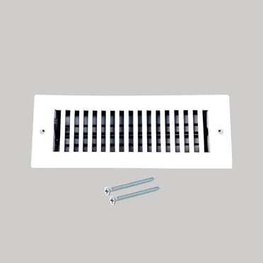 Prima Decorative - Cast Aluminum Floor Register 4" X 10" VR-102 | With Holes and Matching Screws| Premium Finish - Easy Adjust Air Supply Louvers| White