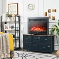thumbnail image 3 of Gymax 28.5'' Fireplace Electric Embedded Insert Heater Glass Log Flame Remote, 3 of 10