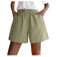 thumbnail image 1 of Timegard Short à Jambes Larges pour Femmes en Coton et Lin, Taille Élastique avec Lien, Short Décontracté Léger avec Poches, 1 of 4