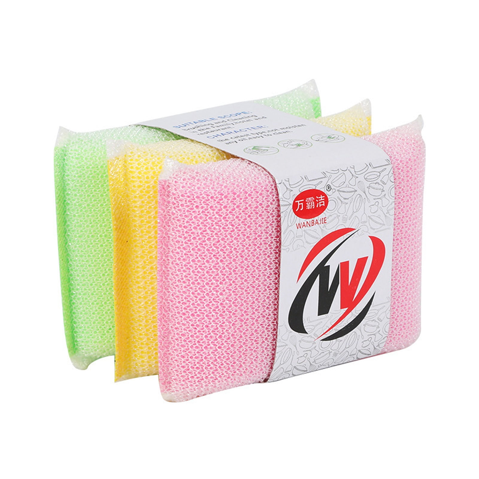 yulier 3 Pcs Kitchen Scrub Sponges for Washing and Cleaning Dishes, Multipurpose Cleaning Sponges, Non Scratch Highly Absorbent Dish Sponges
