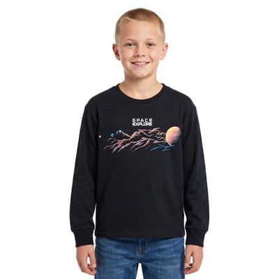 NASA Space Explore Galaxy Boys Black Long Sleeve Graphic T-Shirt Online Exclusive