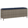 thumbnail image 1 of vidaXL Garden Bench with Cushion Grey 110x30x40.5 cm Poly Rattan, 1 of 5