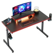 Bestier 42" Gaming Desk PC Computer Office Gamer Table Desk with LED Lights & Monitor Stand in Red Adults