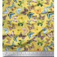 thumbnail image 1 of Soimoi Yellow Silk Fabric Colorful Butterfly Print Fabric by the Yard 42 Inch Wide, 1 of 5