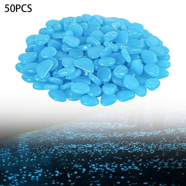 50PC Glow In The Dark Pebbles Luminous Stones Garden Walkaway Aquarium Fish Tank