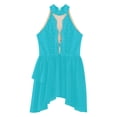thumbnail image 3 of RUNQHUI Robe de Danse Lyrique pour Filles Enfants Sans Manches Dos Nu avec Strass Bleu Vert 16, 3 of 5