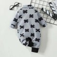 thumbnail image 4 of IROINID Savings Baby Bodysuit Long Sleeve Newborn Baby Spring Fall Boys Clothes Color Matching Button Rompers,Black, 4 of 4