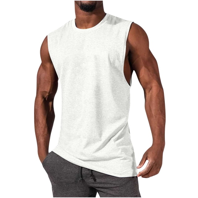 LSLJS Men Fashion Solid Tank Tops Casual Crew Neck Sports Tank Tops Vest