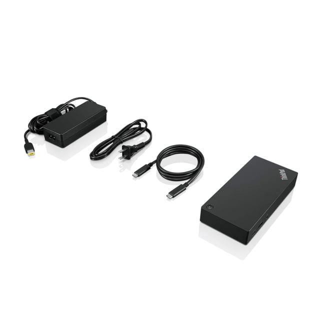 Lenovo ThinkPad station d'Accueil USB-C Gen 2 avec Accessoires Inclus, Tels Qu'un Adaptateur d'Alimentation, un Câble USB-C et un Cordon d'Alimentation. la station d'Accueil Noire Présente la Marque Lenovo et Plusieurs ports pour la Connectivité avec Ordinateur Portable. Prend en Charge la Résolution 4K, Plusieurs Affichages, les Vitesses de Transfert de Données USB jusqu'à 10 Gbps, et Fonctionne comme une station d'Accueil Fiable pour Ordinateur Portable.