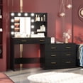 thumbnail image 1 of Yiwa Large Vanity Table with Lighted Mirror, 8 Storage Drawers, 2-Tier Shelves, 3 Lighting Modes for Bedroom, 1 of 7