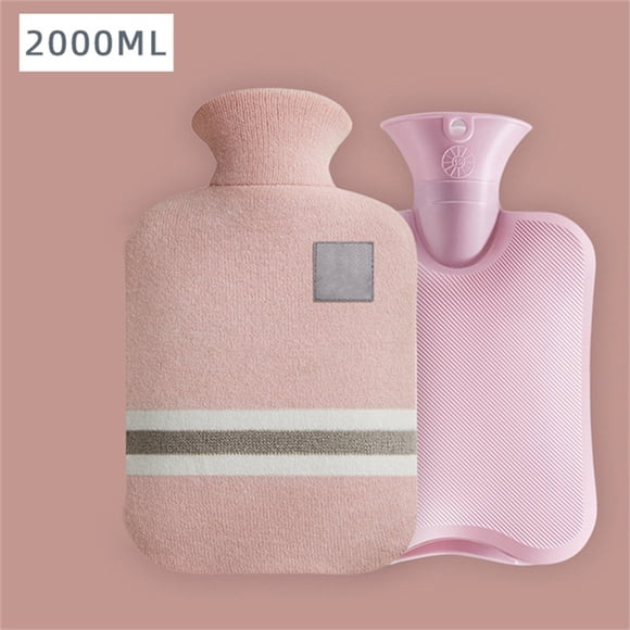 Hot Water Bottle 2 Liters With Lid Soft Fuzzy Hot Water Bottle Click Heating Gel Pad Hand And Foot Warmers Pack Rechargeable Hand Warmers 4-in-1 Reusable Heat Pack Microwave My Care Heating Pad Hand