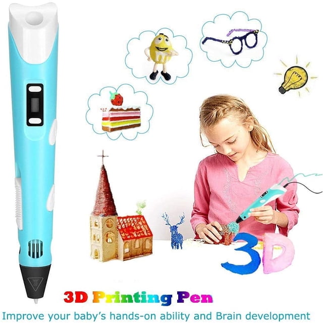 3d Pen 3d Printer Pen Diy Scribbler 3d Stereoscopic Printing Pen With Lcd As A Creative Gift Suitable For Everyone front-facing pen-style 3D printing tool with an LCD on the barrel showing temperature and extrusion speed modes; lightweight approx. 50g with an ergonomic 2cm grip, visible filament inlet and metal nozzle tip; compatible with 1.75mm PLA and ABS (PLA recommended) and includes a 1.4m charging cable shown coiled beside the pen on a white background; suitable for DIY crafts, educational projects, and often used for freehand vertical and horizontal 3D drawing.