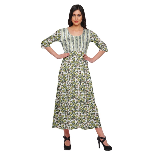 Moomaya Kurta Imprimé Tunique Longue Hauts Femmes Tenue d'Été Kurti pour Femmes