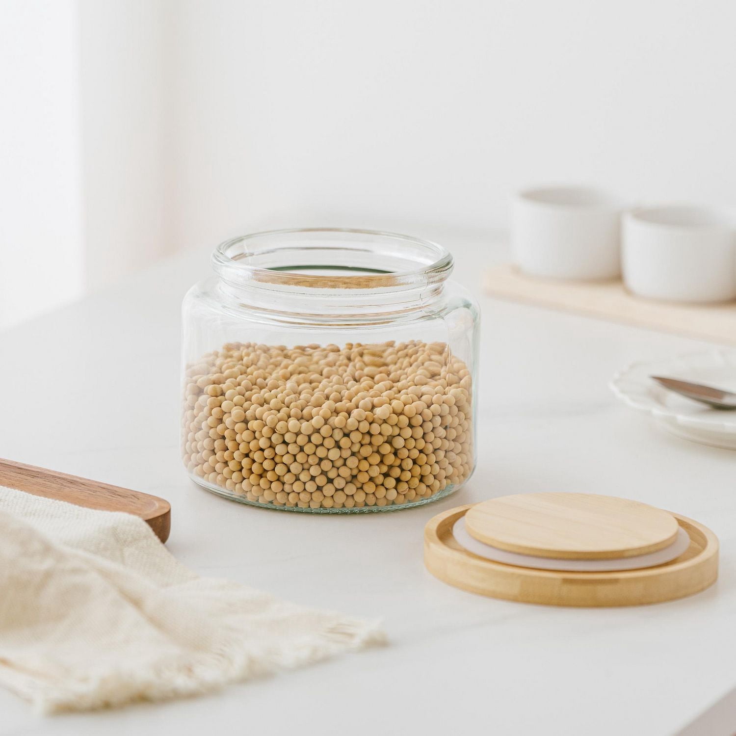 Mainstays pot de stockage de nourriture de cuisine en verre 2L pot en verre avec couvercle en bambou