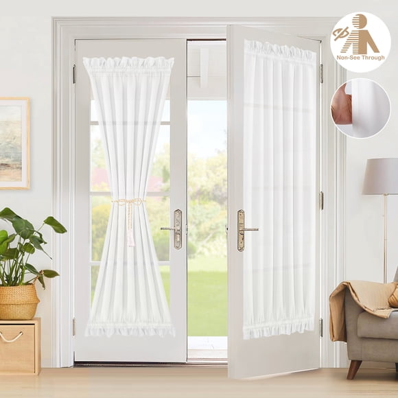 Lapalife Non-See-Through French Door Curtains for Front Door, Privacy Semi Sheer Door Window Curtains Rod Pocket Light Filtering French Door Curtains for Doors with Glass, 52"x 72", 1 Panel