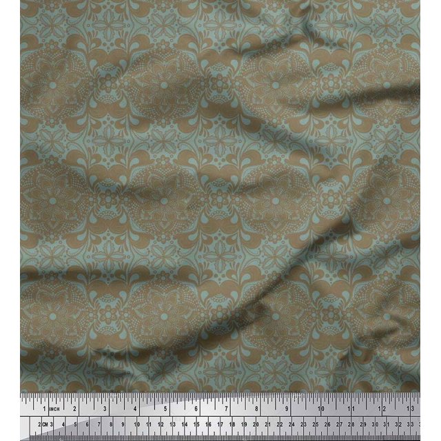 Soimoi Cotton Jersey Fabric Floral Mandala Print Fabric by Yard 58 Inch Wide