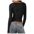 thumbnail image 4 of Timegard Hauts de Sortie pour Femmes Camisoles Col Carré Manches Longues T-Shirt Froncé Automne Décontracté Ajusté Hauts, 4 of 6