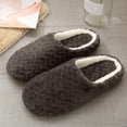 thumbnail image 4 of Mens and Womens Furry Slippers Flannel Lining Close Toe Solid Color Simplicity Thick Bottom Memory Foam Comfortable Non-Slip Warm Winter Home Slippers Brown, 4 of 6