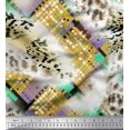 thumbnail image 1 of Soimoi Gold Georgette Viscose Fabric Geometric & Leopard Animal Skin Decor Fabric Printed Yard 42 Inch Wide, 1 of 3