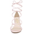 thumbnail image 3 of BLISSFUL STEP Women's Open Toe Strappy Lace Up Block Heel Sandals, 3 of 7
