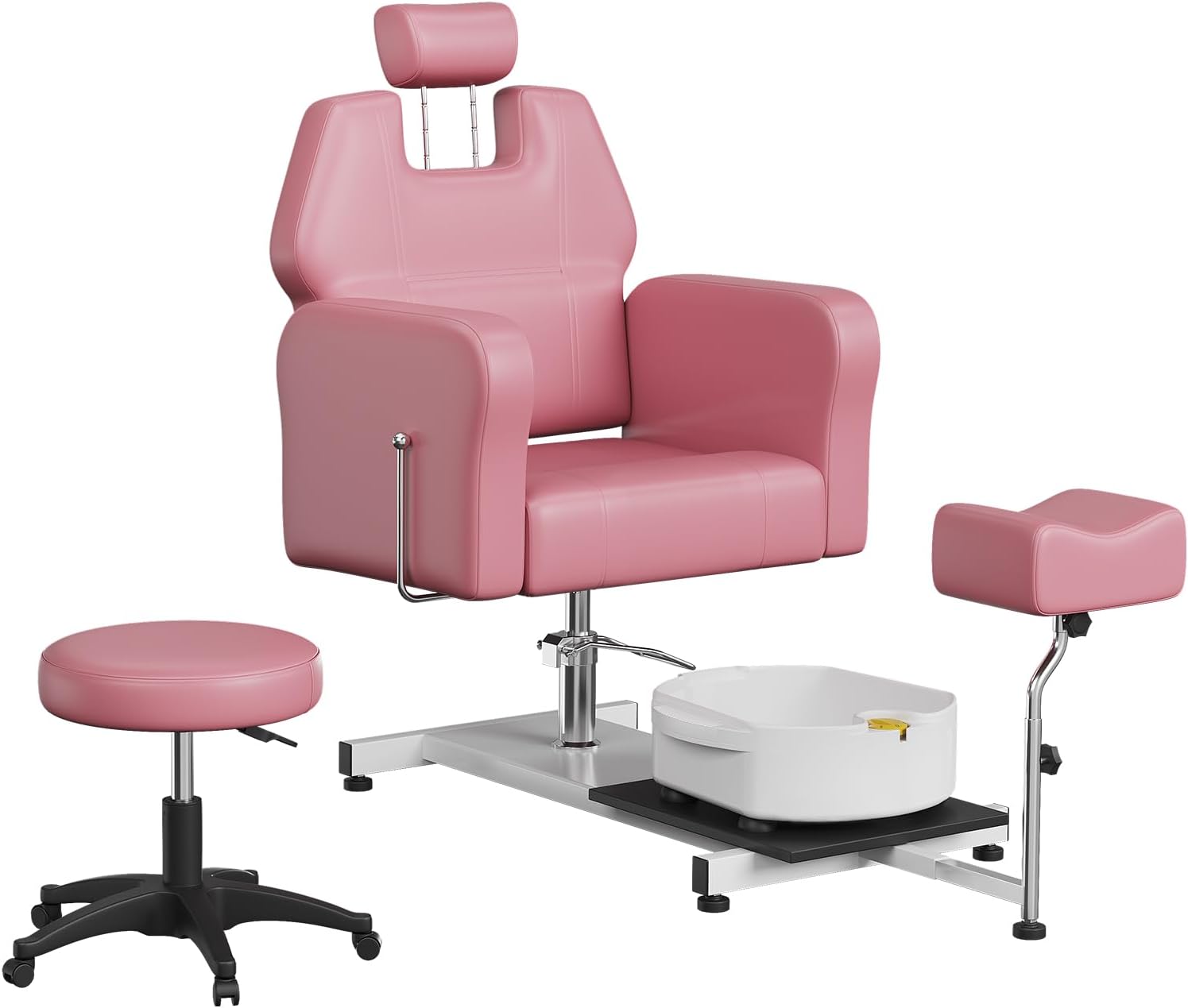 Pedicure Chair with Foot Basin , Massage Foot Bath Hydraulic Pedi Chair with 360° Rotation, Height Adjustable Pedicure Unit Station