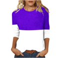 thumbnail image 1 of IROINID Hauts à Manches 3/4 Réduits pour Femmes T-shirt Imprimé Ample Blouse Mi-Longue Col Rond Hauts de Détente, Violet, 1 of 4