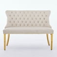 thumbnail image 2 of Velvet Double Dining Loveseat Bench, Kitchen & Dining Seating, 2-Seat Tufted Bench w/Handmade Buttons, Wing Back, Gold-Plated Steel Legs, Mid Century Modern,Single Pack,Beige,CA1602BG, 2 of 9