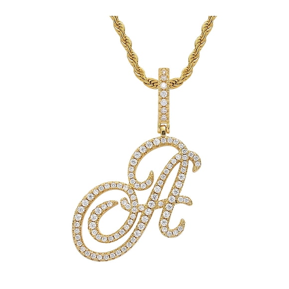 Letter Pendant Diamond Necklace Men's Chain Women's Chain Pendant Capital Letter Pendant Hip Hop Jewelry