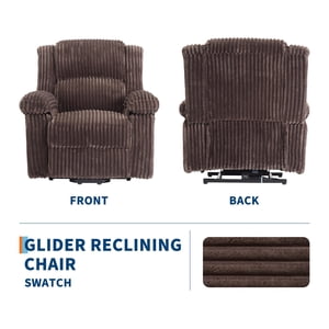 Zzistar Corduroy Recliner Chair, Manual Recliner Sofa with Handle, Pillow Top Arms, Thick Padding, Side Pocket for Living Room, Bedroom