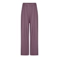 thumbnail image 3 of LSLJS Women's Spring and Solid Color Casual Stretch Waist Pocket Wide Leg Pants, 3 of 6