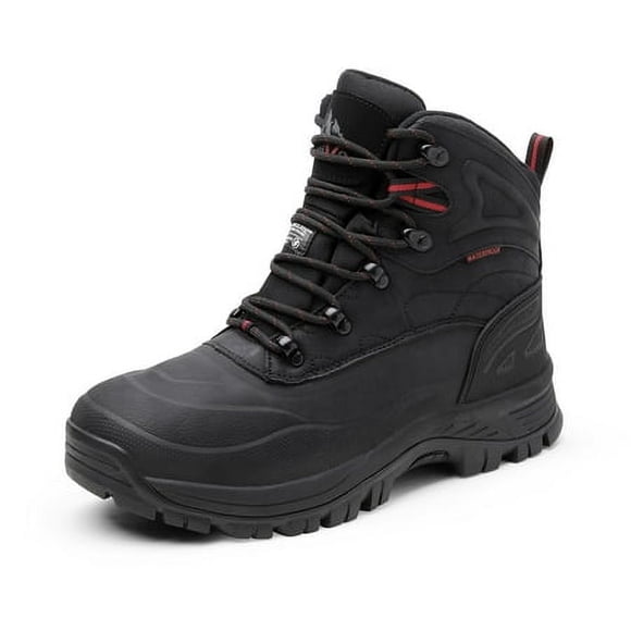 NORTIV 8 Bottes d'Hiver de Randonnée et de Neige pour Hommes A0014 Noires Isolées et Imperméables Taille 8.5 M US
