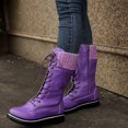 thumbnail image 1 of Chaussures pour Femmes Mode Automne Bottes d'Hiver pour Femmes Unies Mi-Mollet Plates à Bride avant Bout Rond Fermeture Éclair Latérale Bottes de Neige Bottes d'Automne en Liquidation, 1 of 9