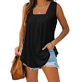thumbnail image 2 of Timegard Camisoles pour Femmes à Encolure Carrée Plissée Sans Manches Confortables Chic Décontracté Tunique Haut Chemise Blouse, 2 of 6