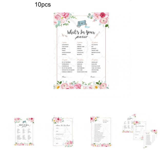10Pcs Bridal Game Card Printed Exquisite Workmanship Floral Design Non-fading Reliable Wedding Game Party Supplies