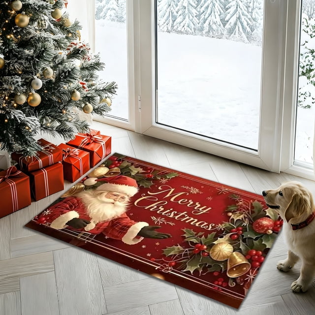 Todaioua Christmas Doormat Holiday Floor Mat - Non-Slip Absorbent Rug for Kitchen Bathroom Entryway, Indoor Outdoor Decor with Festive Home Accent, Washable Christmas Themed Mat
