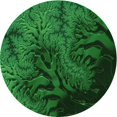 thumbnail image 1 of Ahgly Tapis Rond Lavable en Machine Intérieur Transitionnel Vert Émeraude Profond, 5 Pieds Rond, 1 of 7