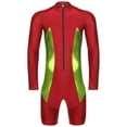 thumbnail image 3 of Oyolan Men's Long Sleeve Swimsuit Front Zipper One Piece Bathing Suit Rash Guard Swimming Sun Protective Red 3XL, 3 of 5