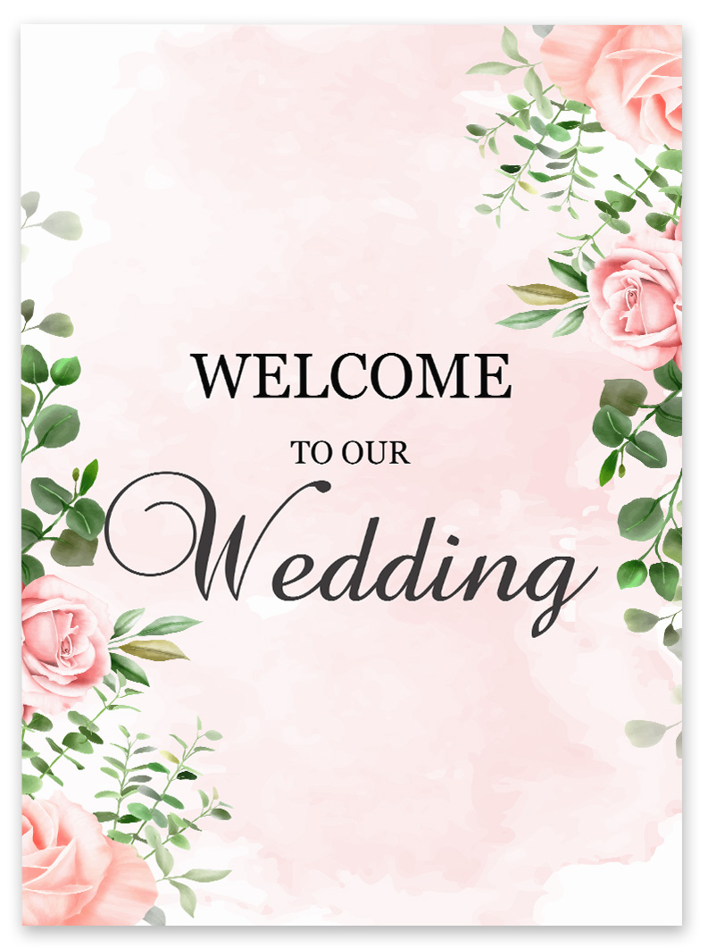 Darling Souvenir MADE WITH LOVE Pink Rose ThemeLargeWelcomeSign, Decorative PosterWelcomeTo Our Wedding Poster For Easel Wedding Collection- 18x12