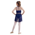 thumbnail image 3 of Runhomal Justaucorps-Robe de Ballet Sans Manches en Dentelle Florale pour Filles Enfants, Robe de Danse Lyrique Latine Jazz Moderne Contemporaine, Tenue de Danse Bleu Foncé 10, 3 of 7
