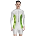 thumbnail image 2 of iefiel Men's Rash Guard Long Sleeve Swimsuit Stretchy Front Zipper One Piece Bathing Suit Surfing White L, 2 of 5