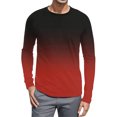thumbnail image 1 of Ketyyh-chn99 Men T Shirt Fall Clothes Mens Simple Gradient Color Color Matching T Shirt With Long Sleeves And Round Neck Top Red,XL, 1 of 4