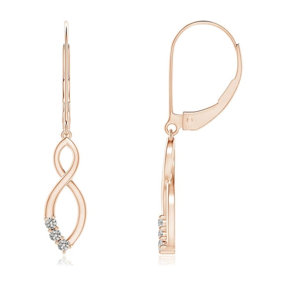 Angara Boucles d'Oreilles en Diamant Naturel - Boucles d'Oreilles à Levier Infinity Drop en Or Rose 14 K pour Femmes