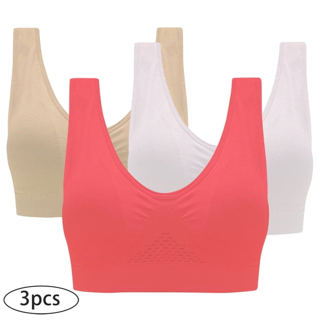Lot de 3 Soutiens-Gorge de Sport pour Femmes à Impact Moyen avec Réflexes - Lot de 3 Soutiens-Gorge de Sport pour Femmes Sans Soutien, Yoga, Course - Multicolore