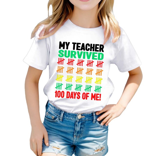 Hauts pour Filles Décontractés Imprimés Col Rond Manches Courtes pour Filles - et T-Shirts Confortables pour un Usage Quotidien